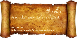 Andrásek Lóránt névjegykártya